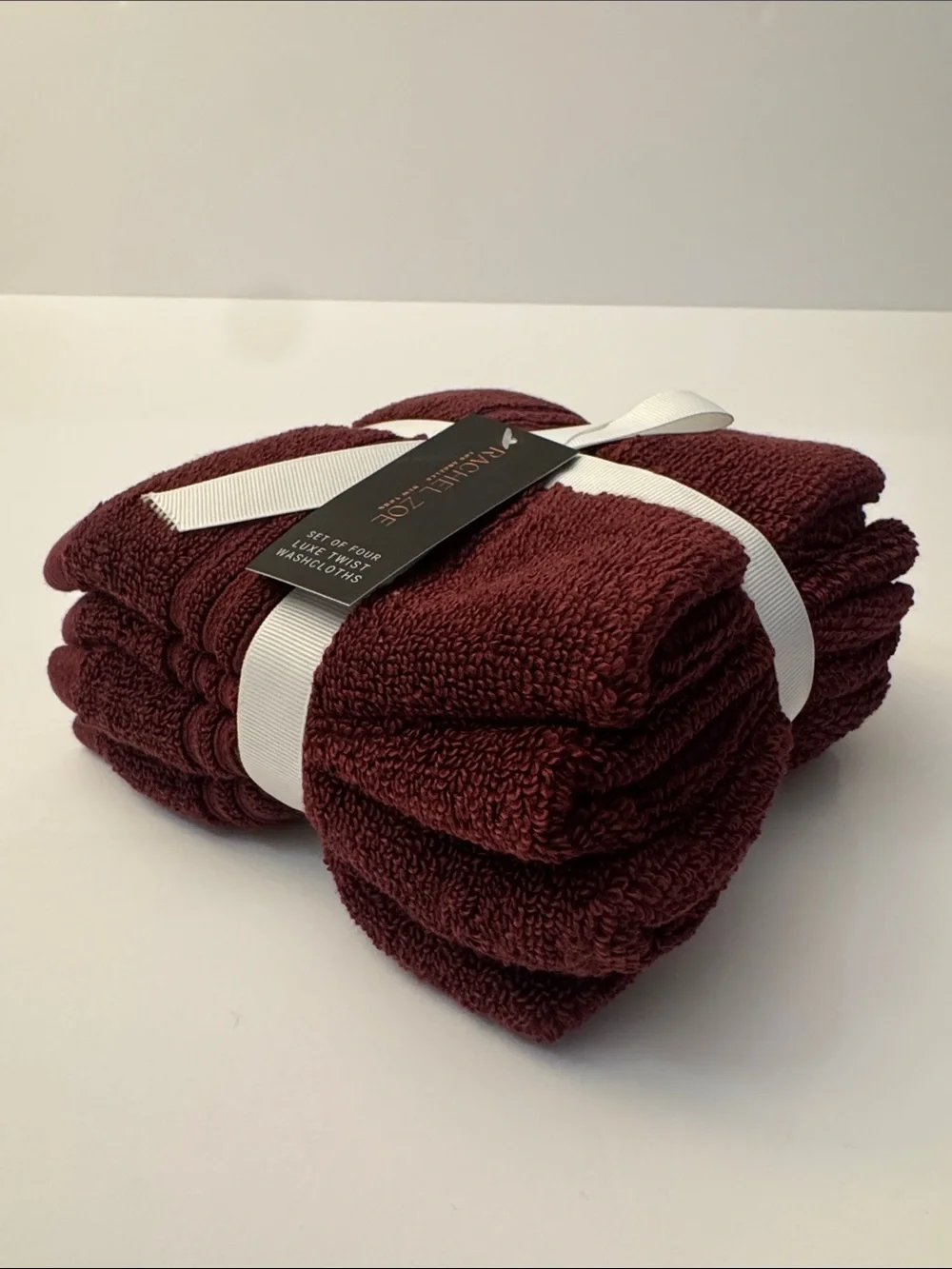 8pc RACHEL ZOE Luxe Twist Bath Towel Set - MERLOTMG - Cotton/Rayon From Bamboo